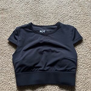 Popflex Women's Baby Crop Black Tee Size Small Built In Bra